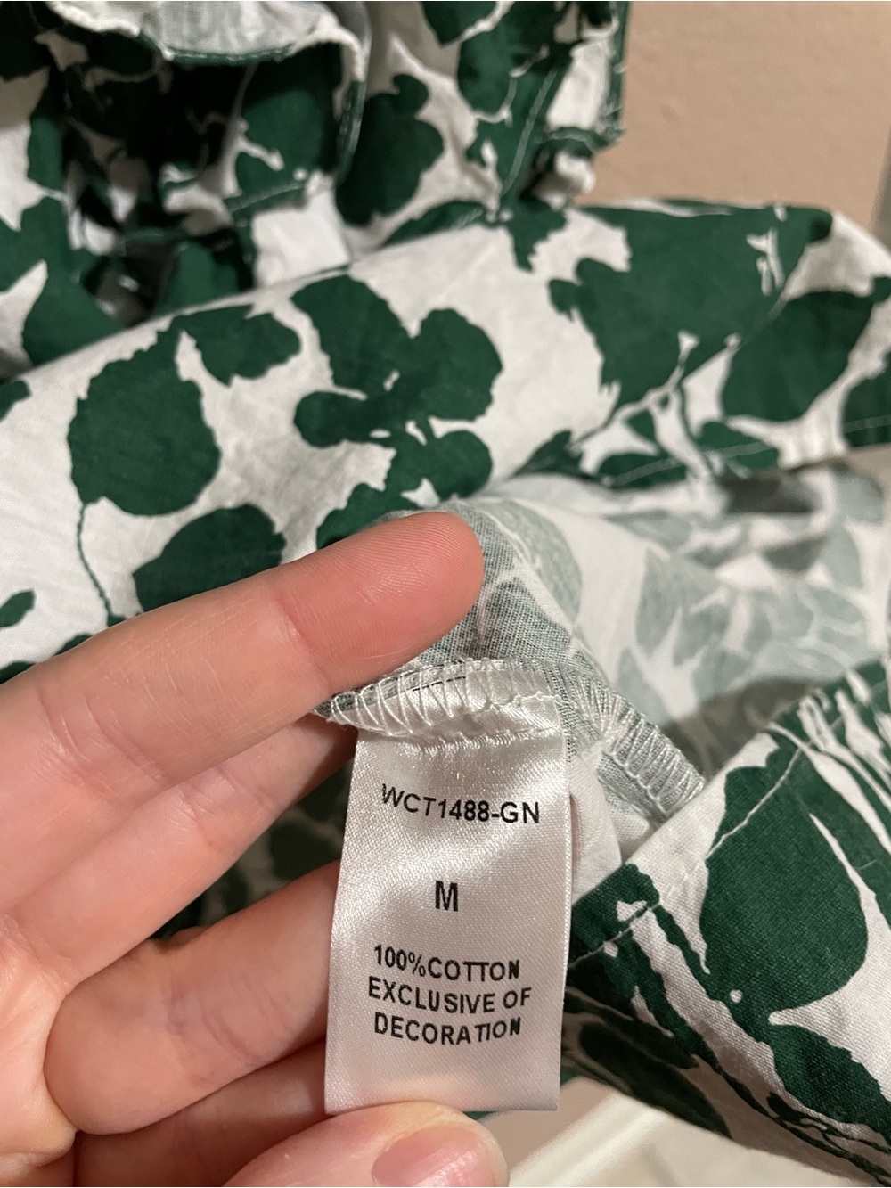 THML Women’s Green and White Floral Ruffle Sleeve Top - Picture 4 of 6
